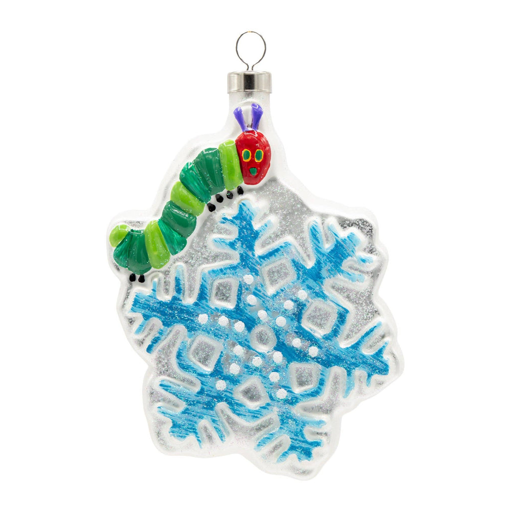 Caterpillar Snowflake Glass Ornament