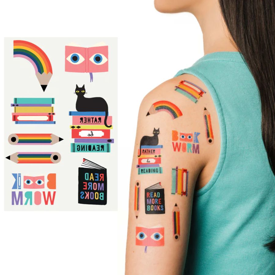 Bookworm Tattoo Sheet