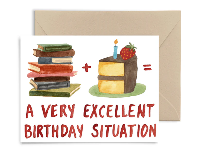 Card-Books+Cake=Excellent