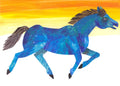 Postcard-Blue Horse Running