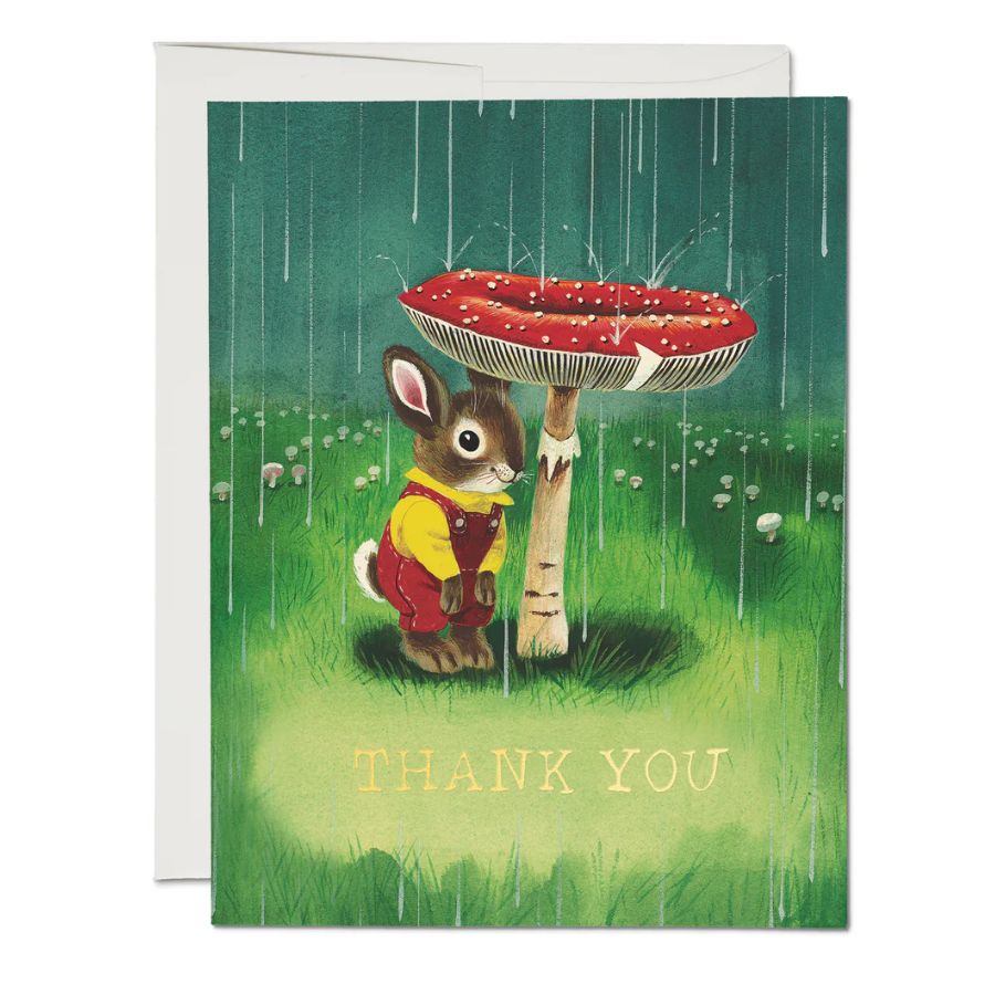 Bunny and Mushroom Thank You Card