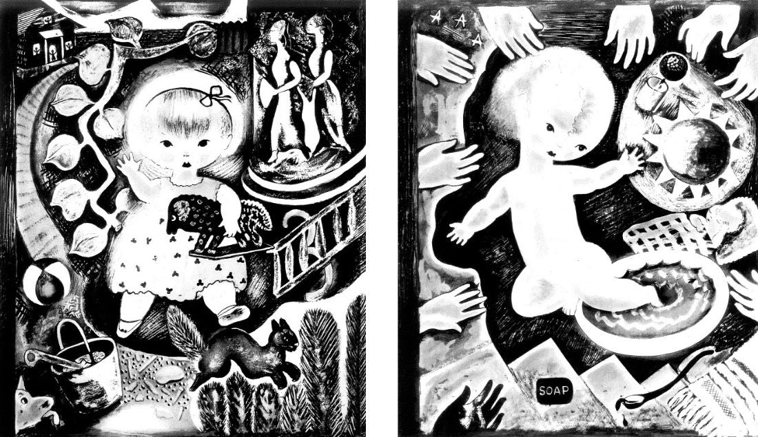 Nura Print-Baby in Bath/Girl with Toy