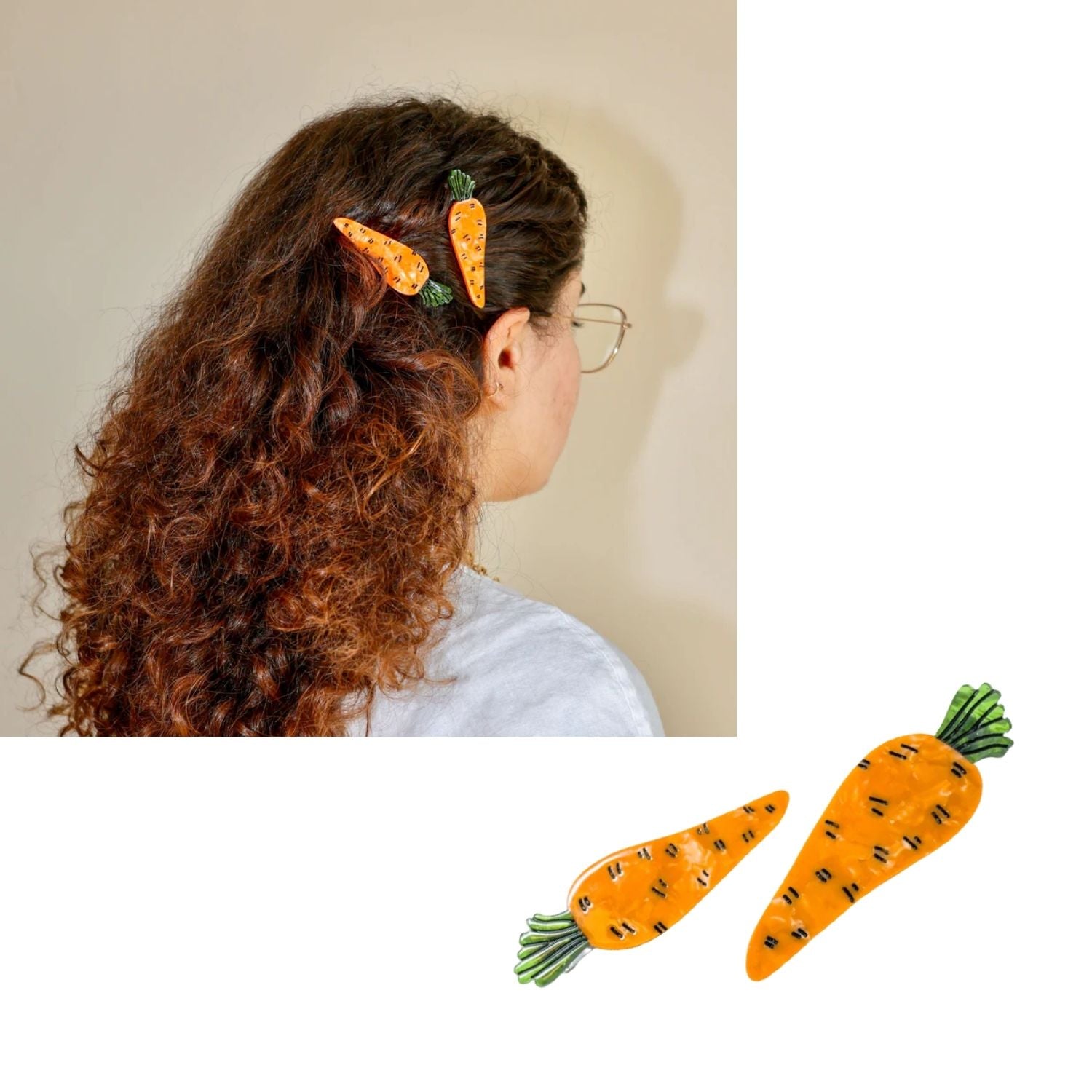 Carrot Alligator Hair Clip Set