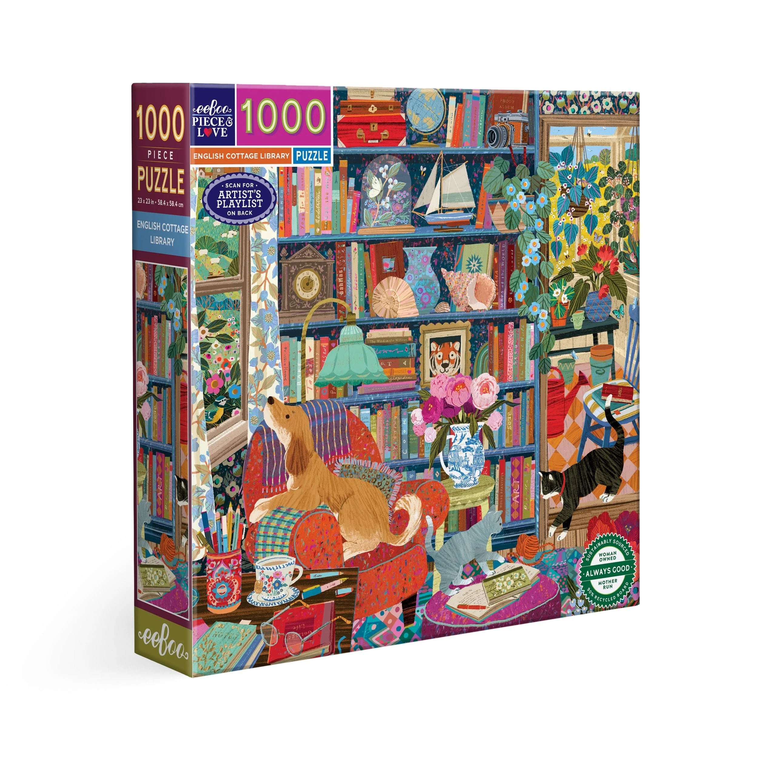 English Cottage Library 1000 Piece Puzzle