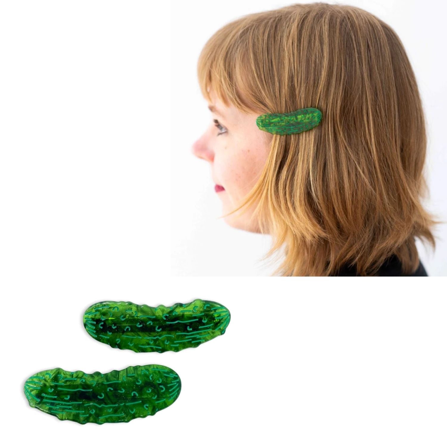 Pickle Alligator Hair Clip Set