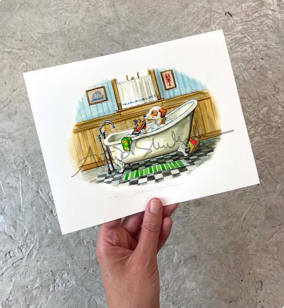 Astrid Sheckels Print - Bathtub Pup