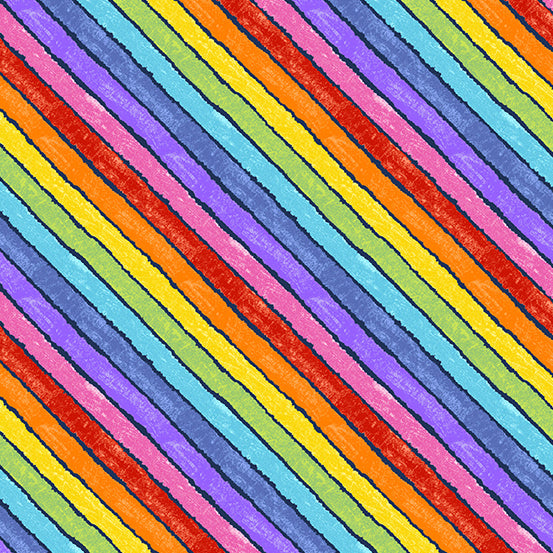 Fabric-Rainbow Stripe Black