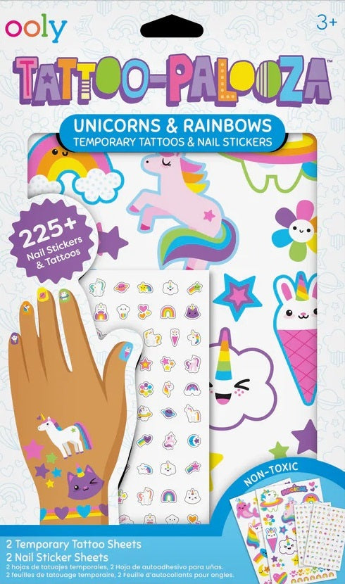 Tattoo-Palooza Tattoos & Nail Stickers Unicorns & Rainbows