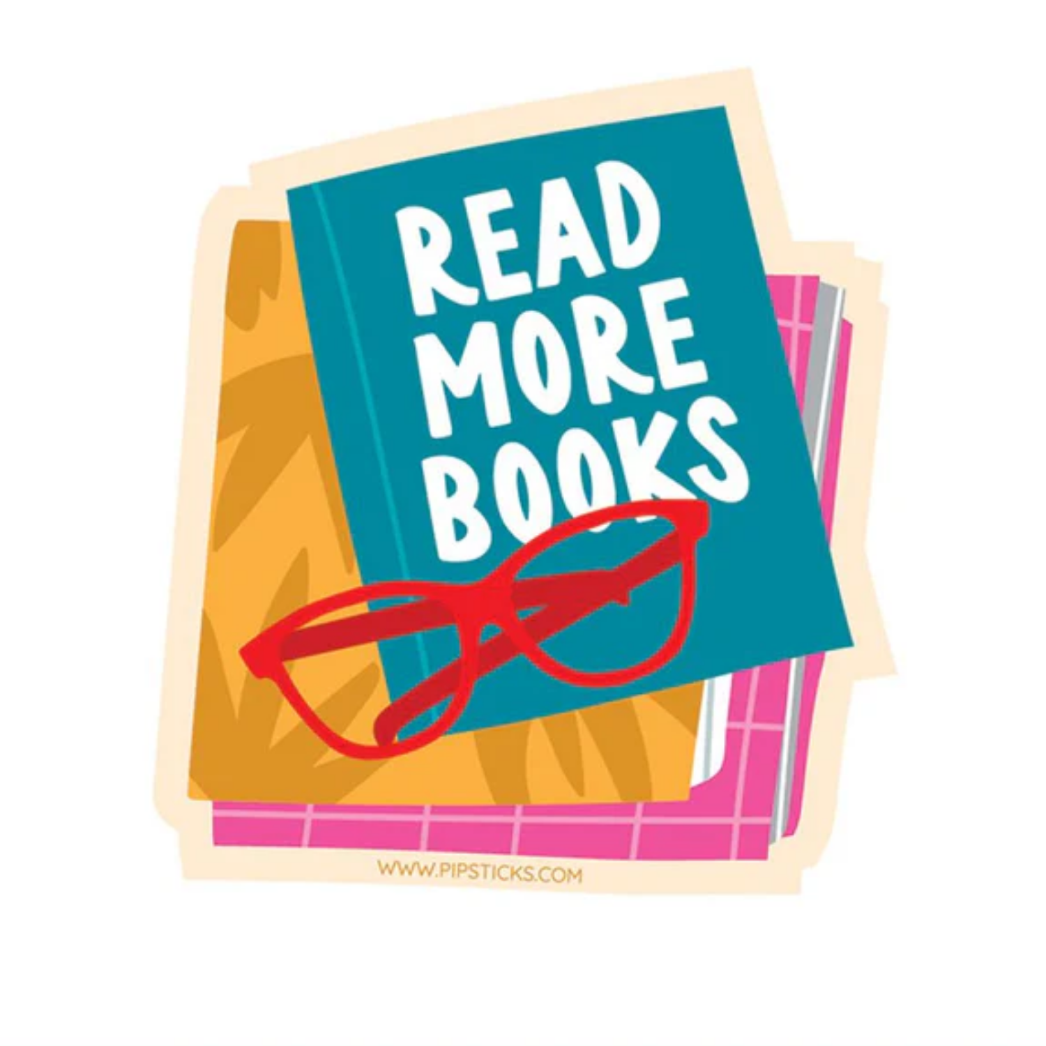 Sticker-Read More Books Glasses