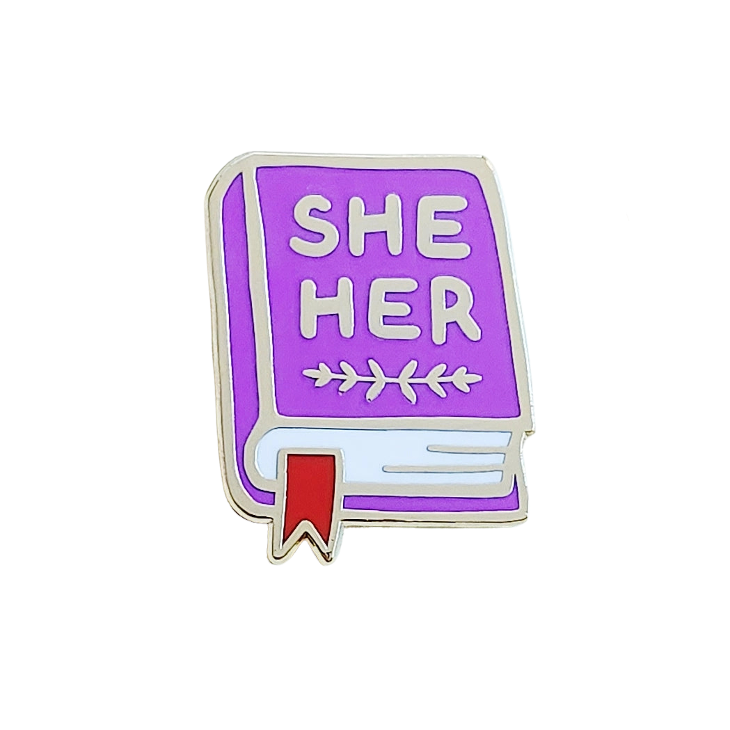 Pronoun Book Pin - She/Her