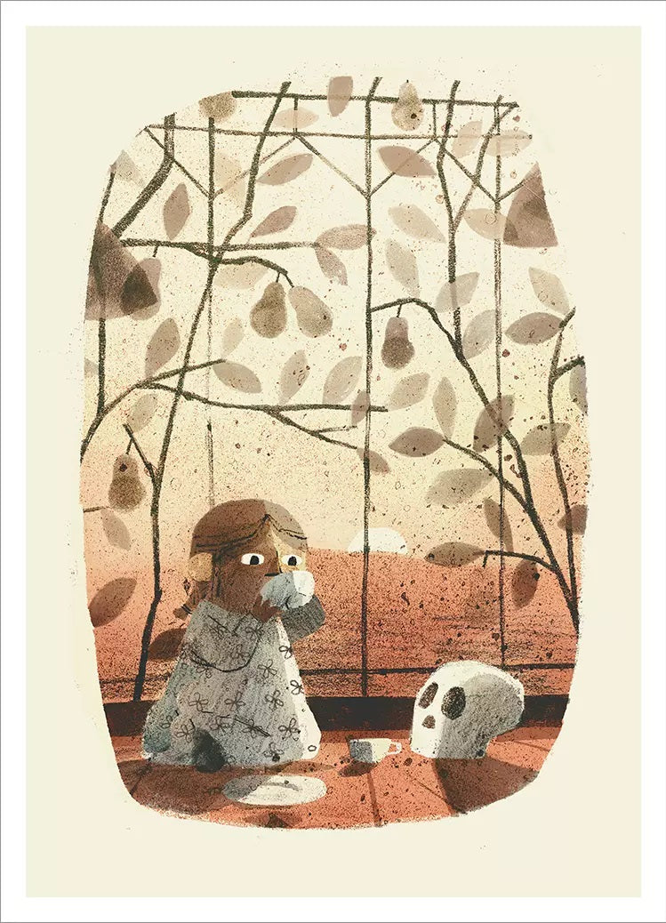 Jon Klassen Print - Skull Morning Tea