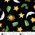 Fabric-Sun, Moon, and Stars Black