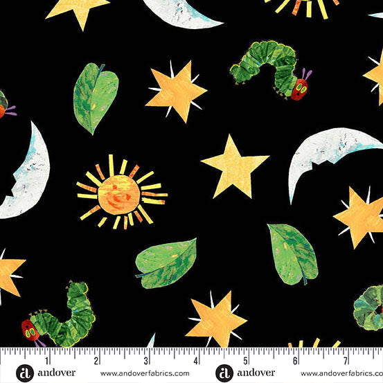 Fabric-Sun, Moon, and Stars Black