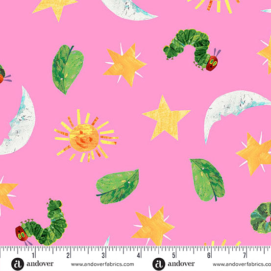 Fabric-Sun, Moon, and Stars Pink