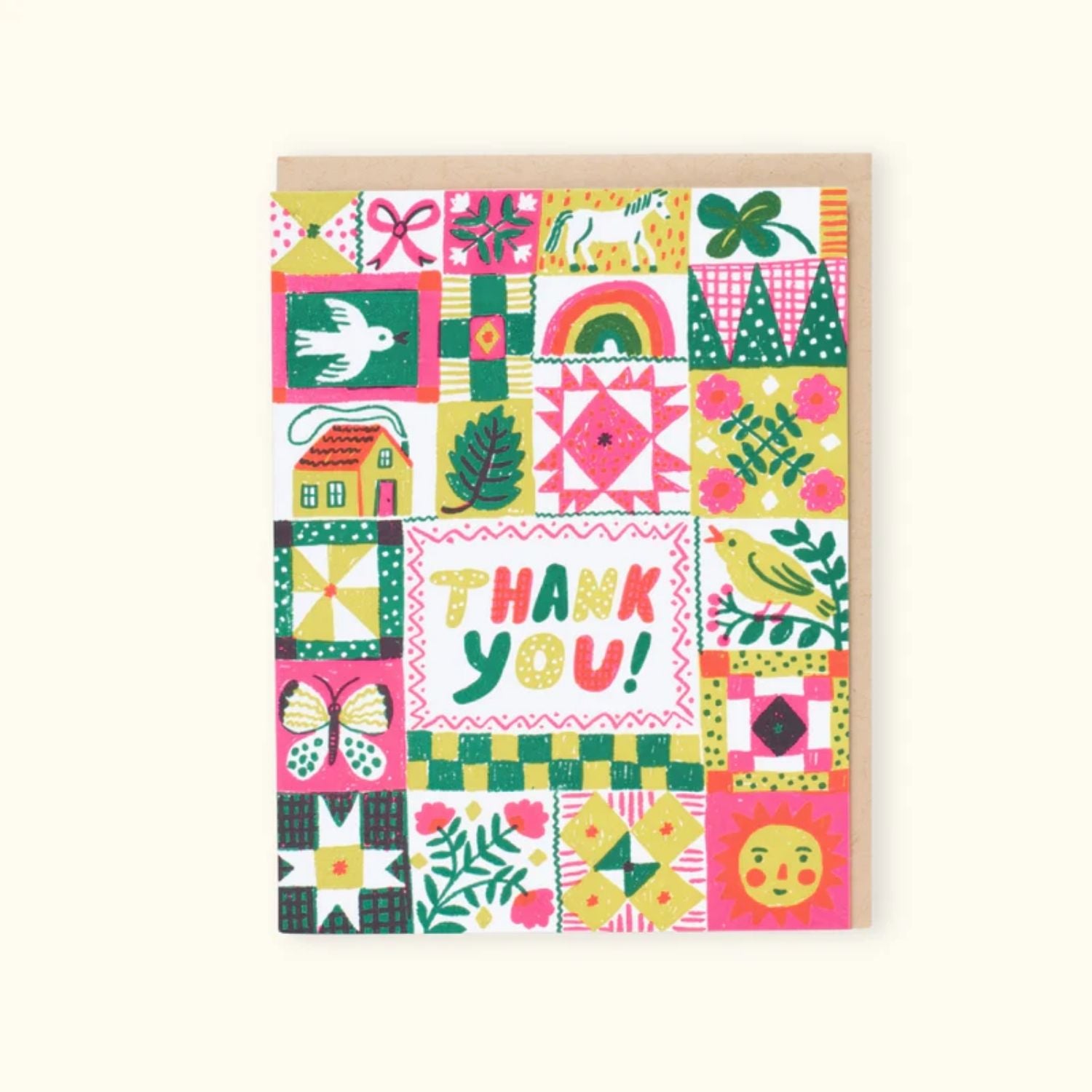 Card-Folk Quilt Thanks