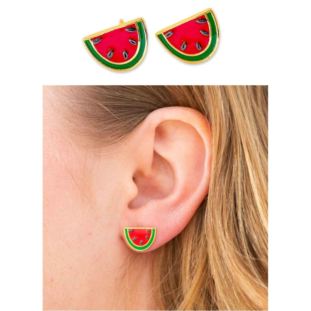 Watermelon Enamel Earrings