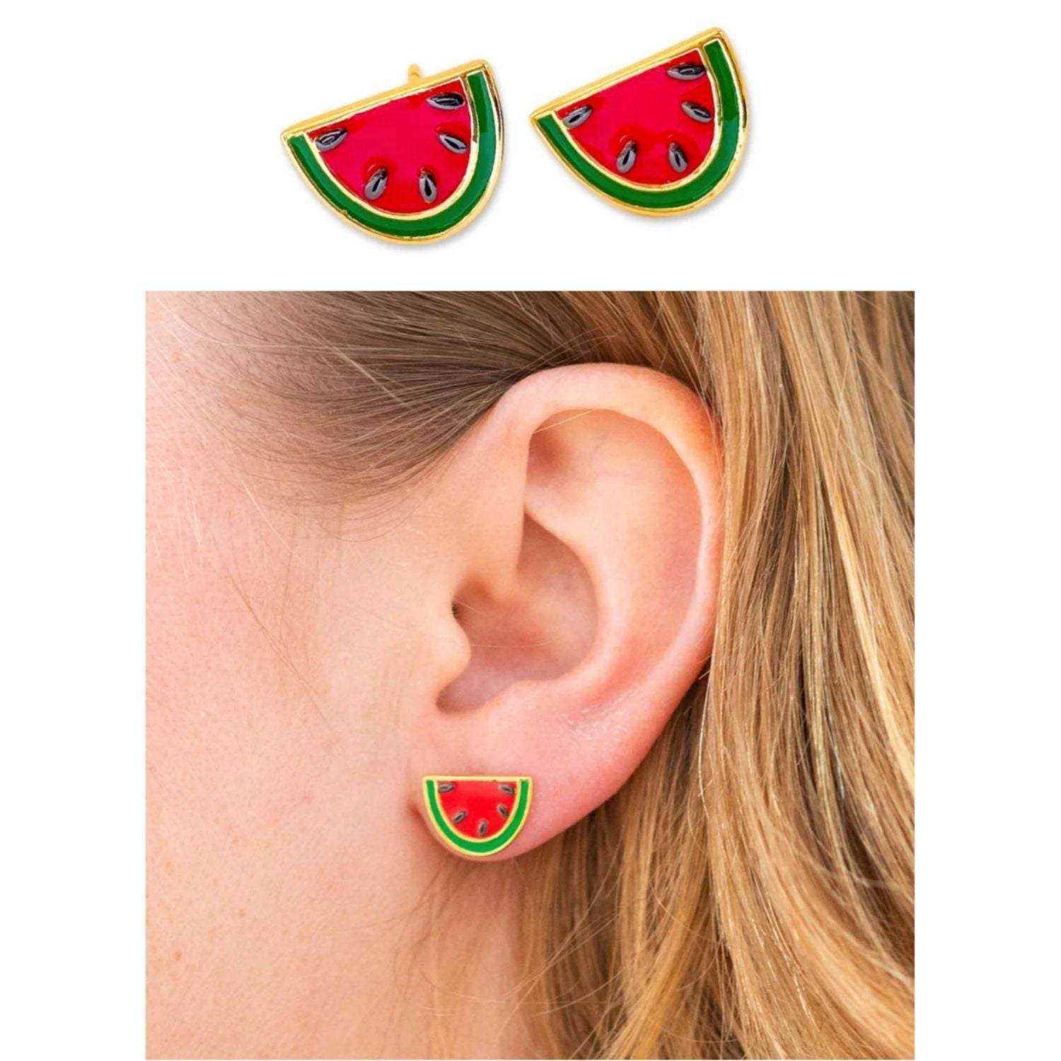 Watermelon Enamel Earrings