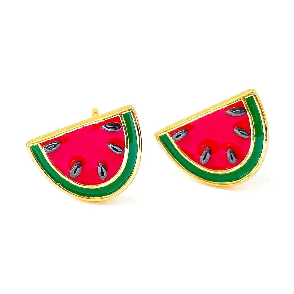 Watermelon Enamel Earrings