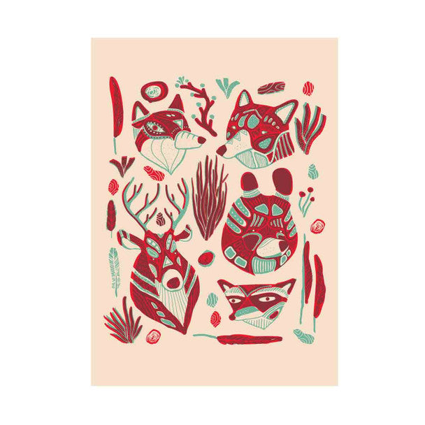 Postcard-Woodland Animals