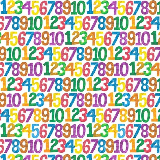Zoo Numbers - White Fabric