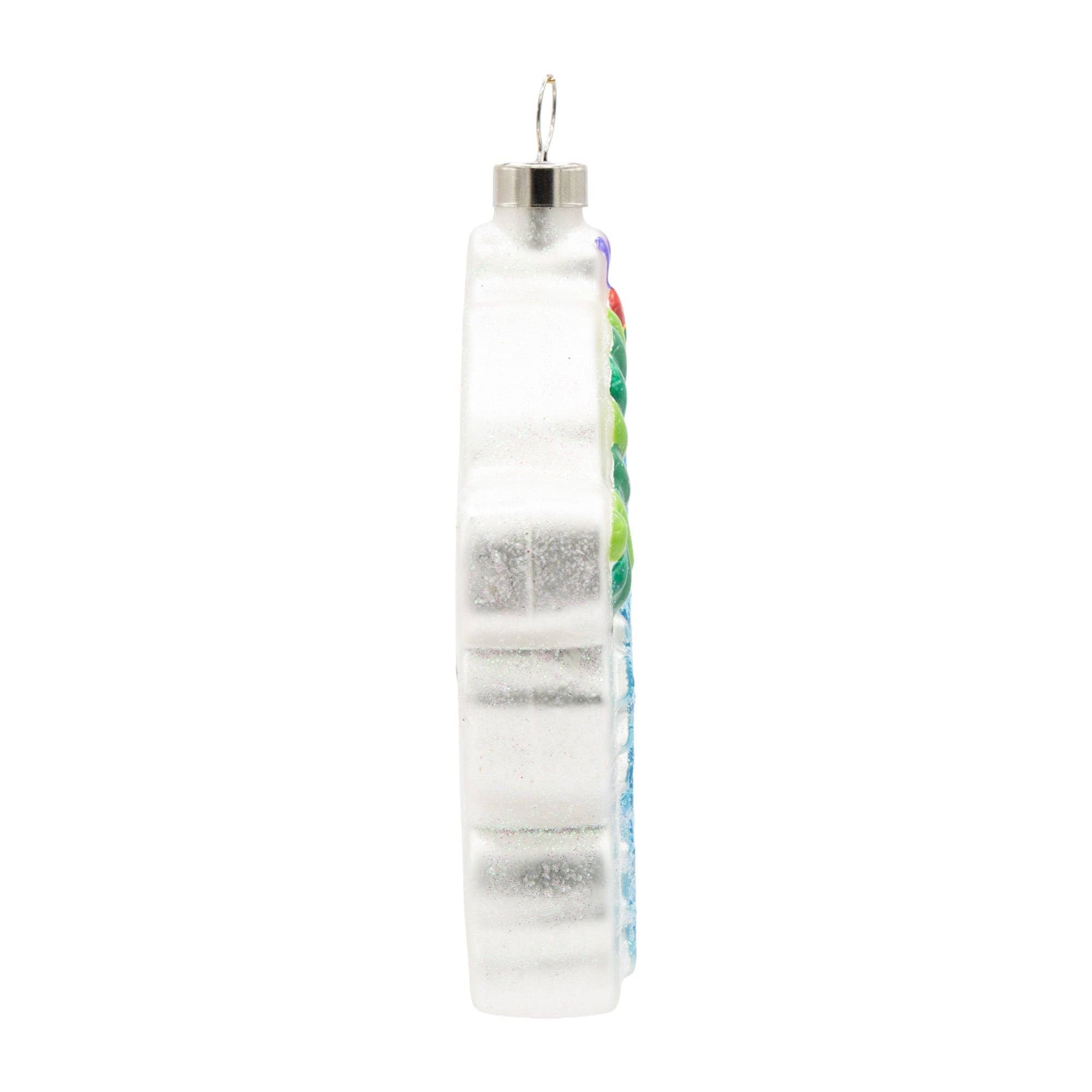 Caterpillar Snowflake Glass Ornament
